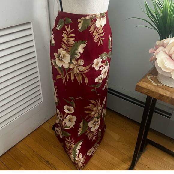 Vintage ALFRED DUNNER Womens Red Floral Tropical Retro Summer Midi Modest 16 - Picture 4 of 9